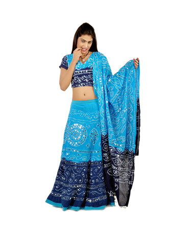 Jaipuri Bandhej Pure Cotton Lehanga Choli Set