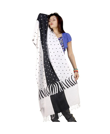 Black White Pure Kashmiri Kashmiri Scarf Stole 140