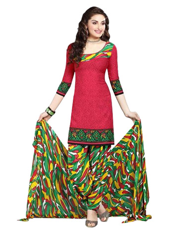 Crimson  Printed Unswitched cotton Salwar Material