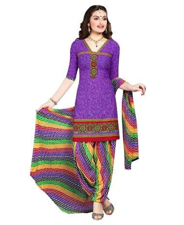 DarkViolet Printed Unswitched  Cotton Salwar Material