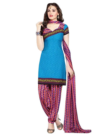 DodgerBlue  Printed Unawitched  Cotton Salwar Material