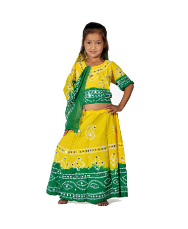 Special Sanganeri Green -Yellow Lehanga Choli