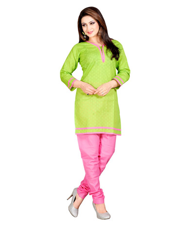 Zoom Exclusive parrot green Cotton Kurti 2821