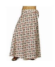 Cream-Black Hand Block Designer Stylish Wrap Skirt 297