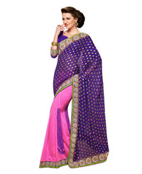 Dlines Enterprises  purple & pink printed border saree