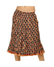 Ethnic Hand Block Black-Red Stylish Cotton Short Skirt 229