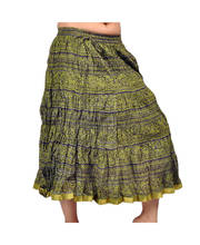Ethnic Hand Block Mehandi Green Fashionable Cotton Skirt 238
