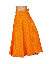 Ethnic Saffron Yellow Hand Block Designer Stylish Cotton Skirt 296