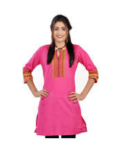 Exclusive Designer Printed Pink Cotton Kurti