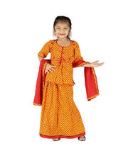 Girls Traditional Sanganeri Red Lehanga Kurti