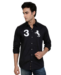 Jainez Black Embroidered Slim Fit Shirt