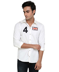 Jainez White Embroidered Slim Fit Shirt