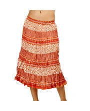 Jaipuri Designer Stripes Orange Booties Cotton Skirt 252