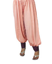 Punjabi style Beige Semi Patiala Salwar With Violet Brocade Border