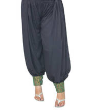 Punjabi style Black Semi Patiala Salwar With Green Brocade Border