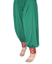 Punjabi style Green Semi Patiala Salwar With Red Brocade Border