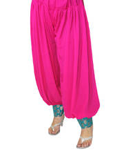 Punjabi style Pink Semi Patiala Salwar With Blue Brocade Border