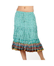 Rajasthani Ethnic Block Print Sea Blue Stylish Cotton Skirt 233