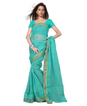 Rajasthani Kota Doria Aqua Green Cotton Saree and Blouse 134