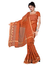 Rajasthani Kota Doria Golden Brown Cotton Saree and Blouse 133