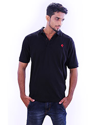 Rodeio Mens Black Collared T-Shirt