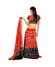 Sequin Work Jaipuri Bandhej Lehanga Red Choli Set