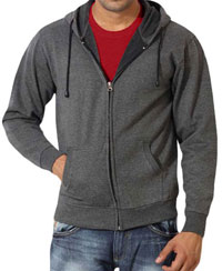 Softwear Mens Andhra Melange Plain Hoodies With Round Neck T-Shirt