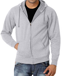 Softwear Mens Grey Melange Plain Hoodies With Round Neck T-Shirt