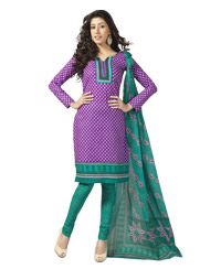 Violet Printed Unswitched Salwar Cotton Material