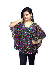 Vivaa  Black with Multicolor Printed Georgette Kaftan