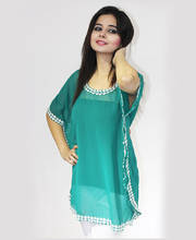 Vivaa Aqua Green Georgette Printed Kaftan