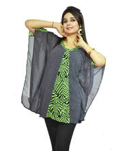 Vivaa Black and Light Green Georgette Printed Kaftan