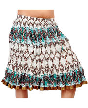 White Sea Green Floral Design Stylish Cotton Short Skirt 244