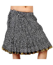 Zari Border Black-White Print Stylish Cotton Short Skirt 234