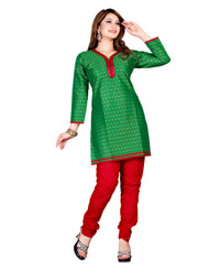 Zoom Exclusive Green Cotton Kurti 2802