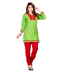 Zoom Exclusive Green Cotton Kurti