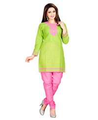 Zoom Exclusive parrot green Cotton Kurti 2820