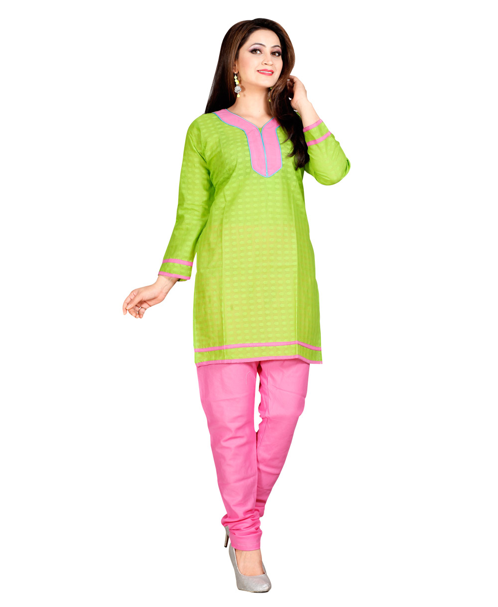 Zoom Exclusive parrot green Cotton Kurti 2822