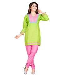 Zoom Exclusive parrot green Cotton Kurti 2823