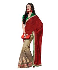 Dlines Enterprises Maroon and Gold Bordered Sarees