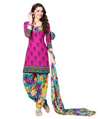 Magenta Printed Unswitched cotton Salwar Material