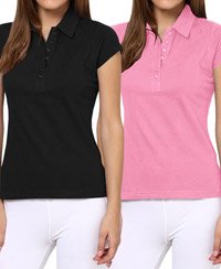 Softwear Black-Pink 7-Button Collared T-Shirt Pack of 2