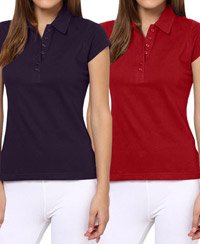 Softwear Dark Purple-Red 7-Button Collared T-Shirt Pack of 2