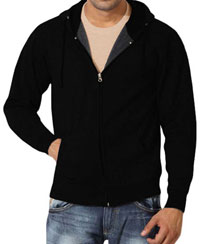Softwear Mens Black Plain Hoodies With Round Neck T-Shirt