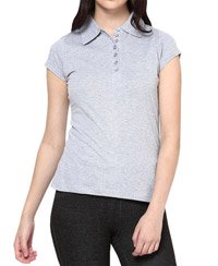 Softwear Ravishing Gray Melange 7-Button Collared T-Shirt